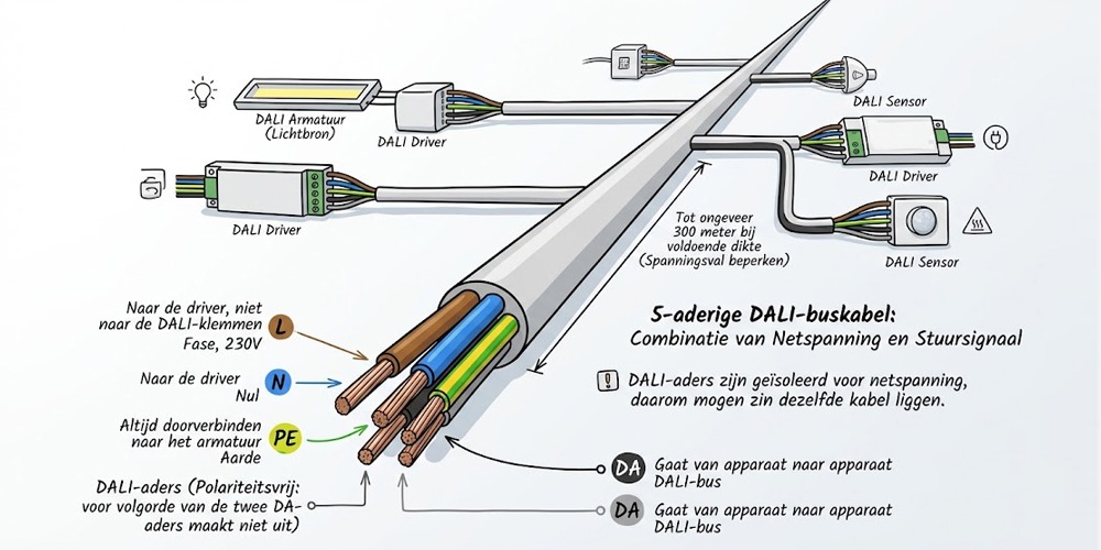 DALI kabel aansluiten